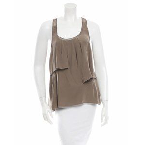 THAKOON Layered Silk Taupe Top